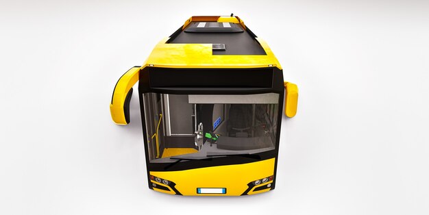 Mediun urban yellow bus on a white background. 3d rendering.