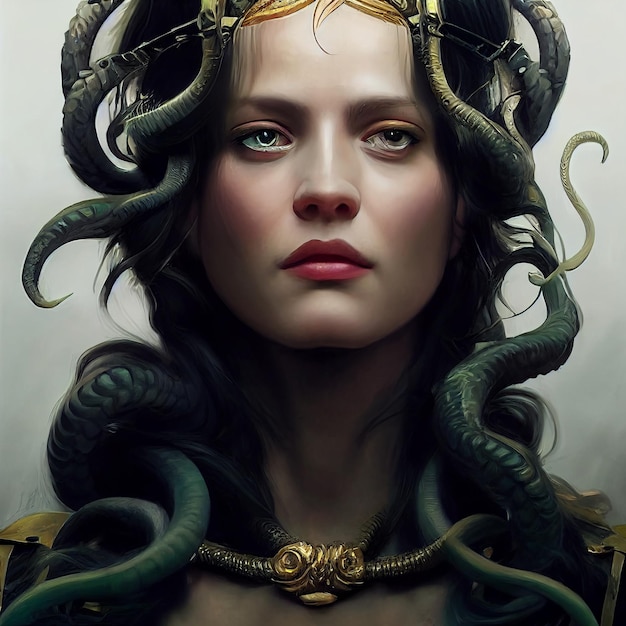 Medusa portret Vrouw met slangen op haar hoofd