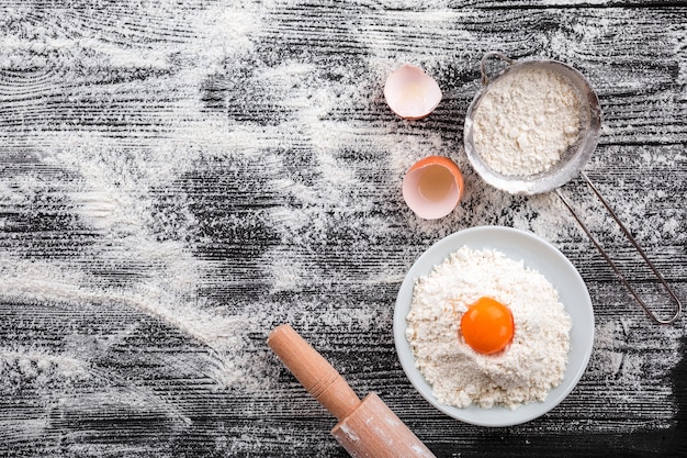 Meel en ingrediënten op zwarte lijst. Bovenaanzicht