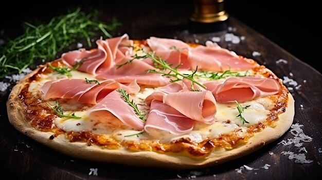 Meelvrije pizza met ham en room Recept Presentatie