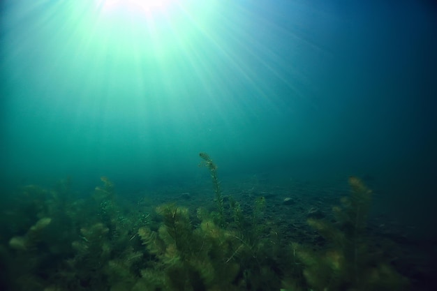 meer onderwater landschap abstract / blauw transparant water, eco natuurbescherming onderwater