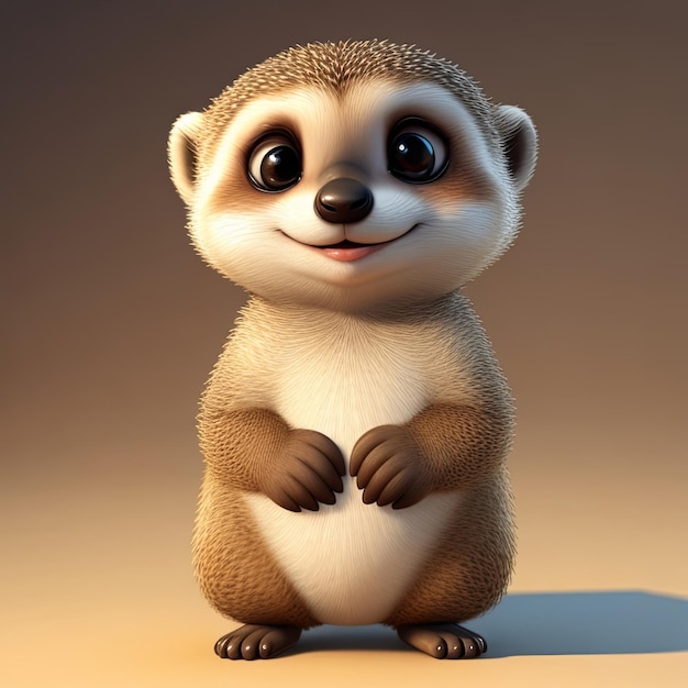 Meerkat Cute animal fat baby conlorful and realistic 3d