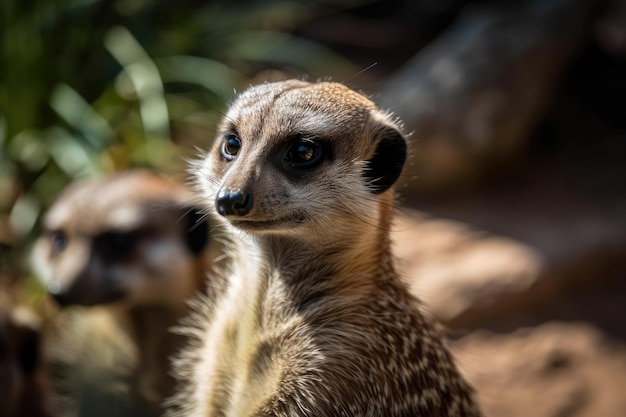 Meerkat die van dichtbij opstaat