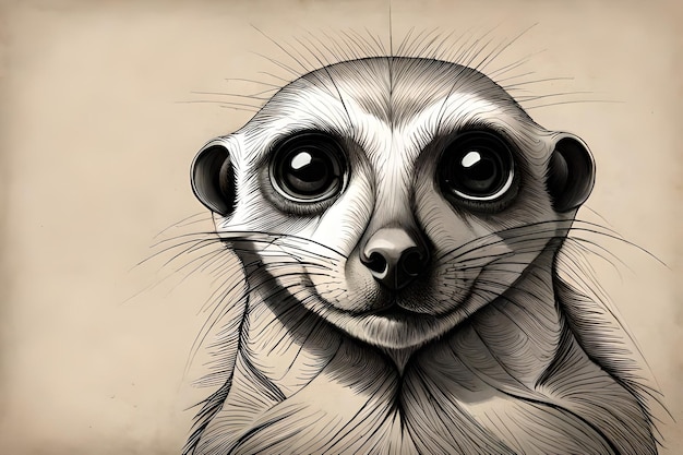 Meerkat head sketch book in cartoon style