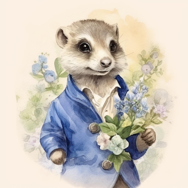 Meerkat in Hydrangea Design AI Generated