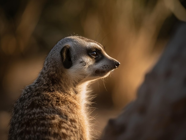 A meerkat looks into the distance