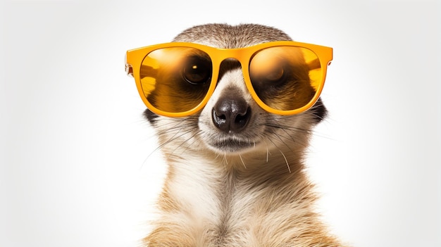 Meerkat in sunglasses shade glasses Meerkat stares directly into the lens