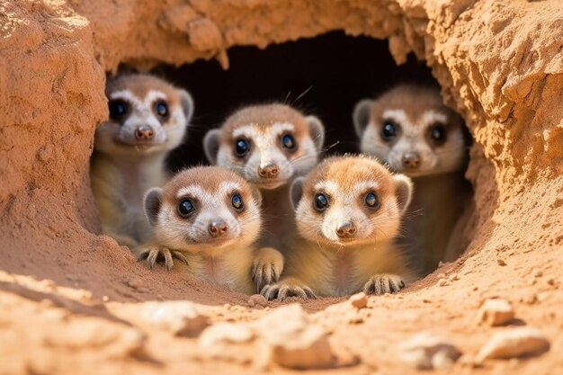 Photo meerkats alert at the entrance