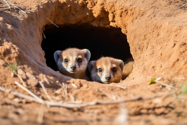 Photo meerkats alert at the entrance