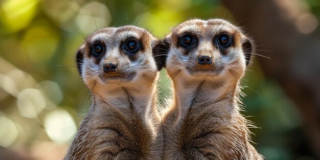 Photo the meerkats are looking into the camera