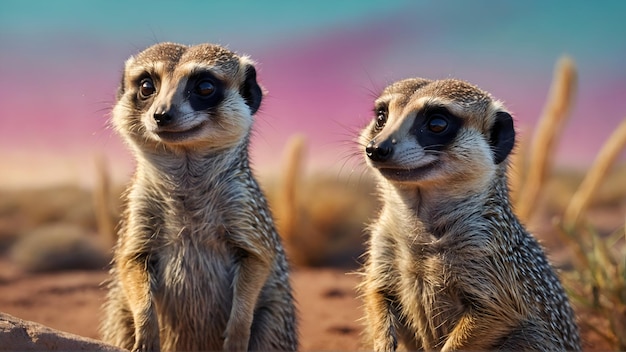 Photo meerkats in sand