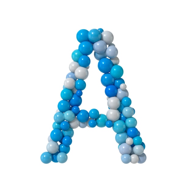 Foto meerkleurige deeltjesbol stijl alfabet a met geïsoleerd op witte achtergrond 3d-rendering