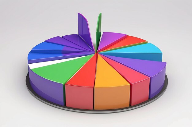 Foto meerkleurige piegrafiek door staafgrafieken 3d-illustratie