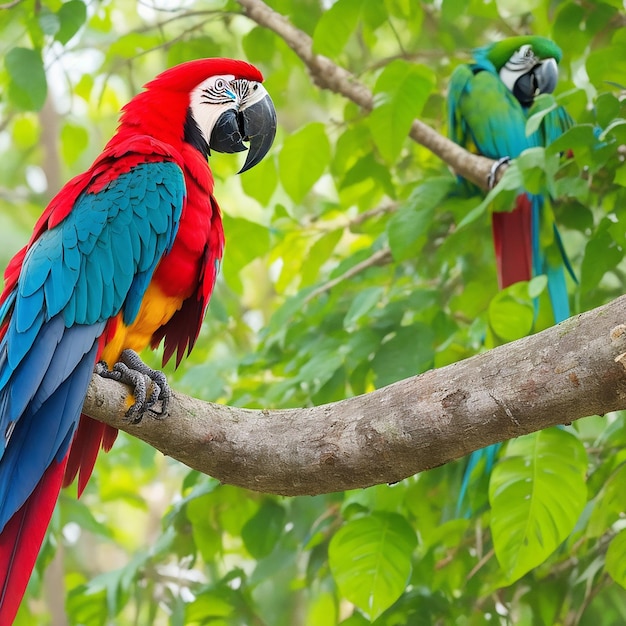 Meerkleurige vogel in een bos gegenereerd door AI