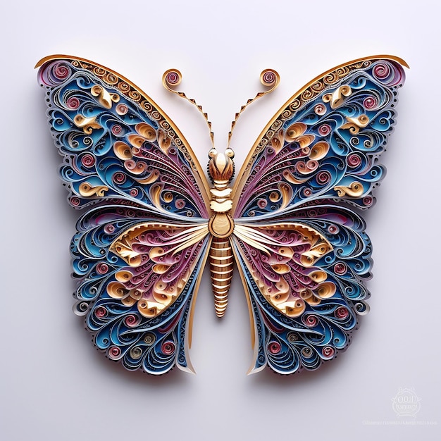 Meest schattige vlinderpapier quilled afbeeldingen Generatieve AI