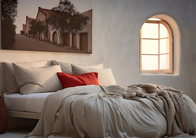 Meester slaapkamer in mediterrane stijl Huisdecoratie concept