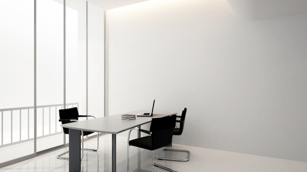 Photo meetg room in office building , 3d rendering