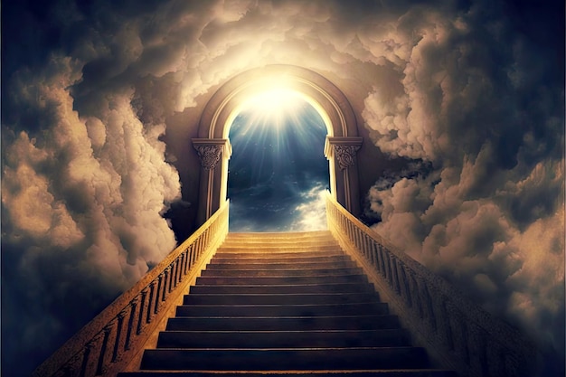 Фото Встреча с божественным светом в конце туннеля по лестнице на небеса