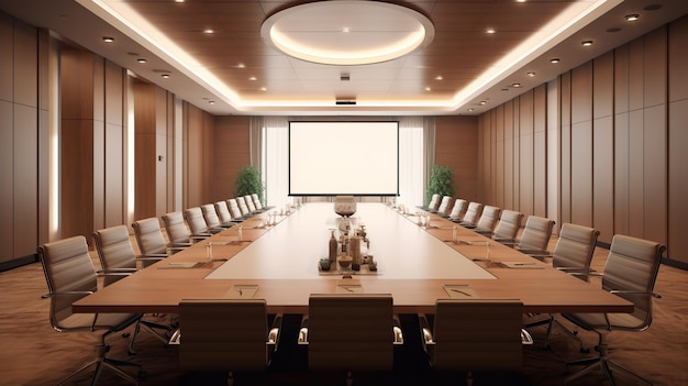 Premium AI Image | Meeting room a company office with big table and ...