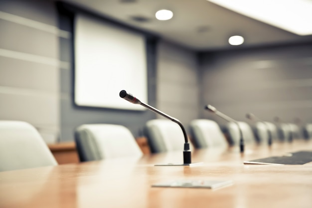 Meeting room with professional meeting microphone.