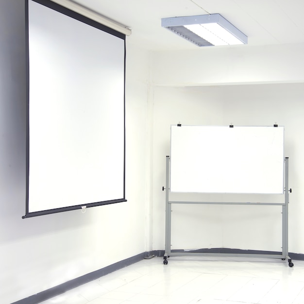 meeting room with white board in the background