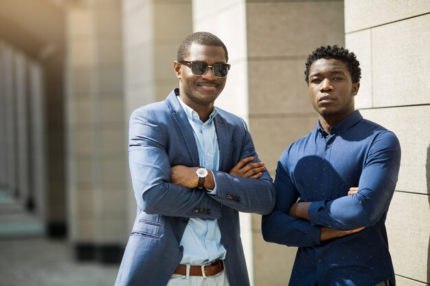 Meeting of two handsome young African men