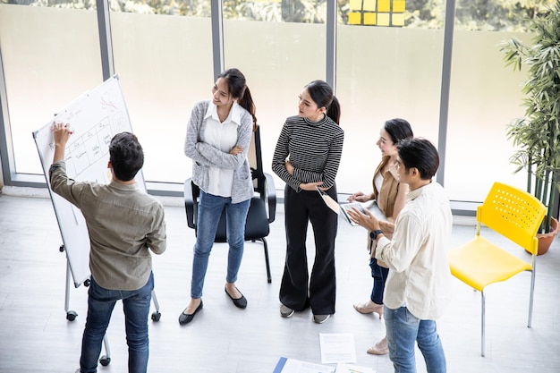 Meetings and consultations of business people in the companys meeting room