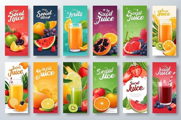 Photo mega collection of 27 social media story background fruit juice used for fruits advertising