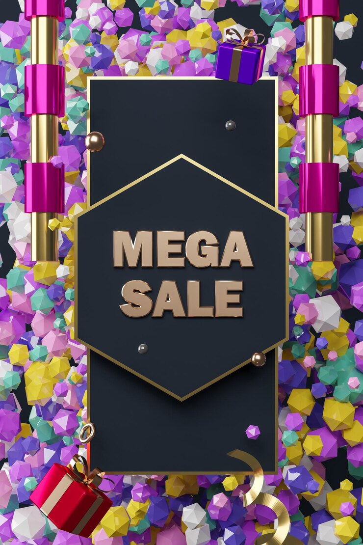 Mega Sale 3D Text Celebration Theme Illustration Art