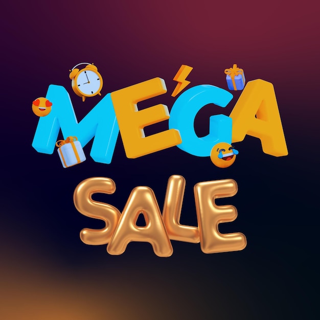 Mega Sale Text Effect 3D kleur