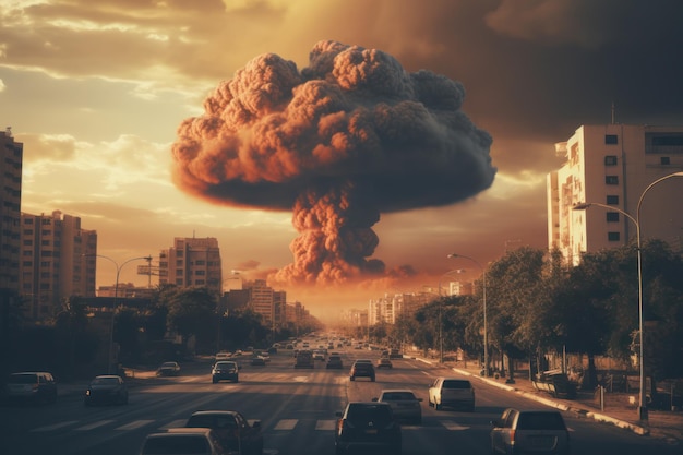 致命的な紛争で核爆発により破壊された巨大都市 恐ろしい惨状の表示