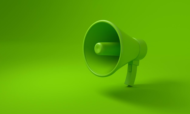 Megafoon op groene achtergrond Duurzaamheidsconcept