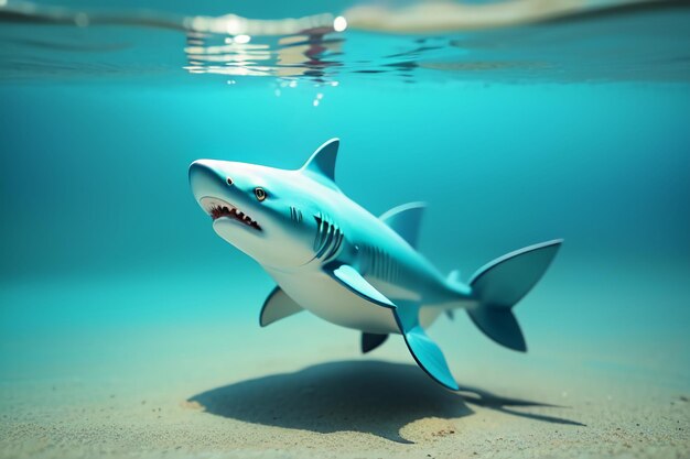 Foto megalodon haai met scherpe tanden gevaarlijke onderwater oceaan gevaarlijke haai achtergrond behang