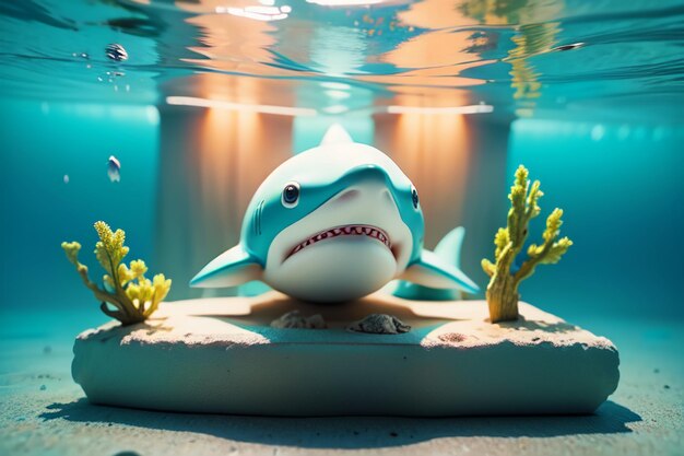 Megalodon shark with sharp teeth dangerous underwater ocean dangerous