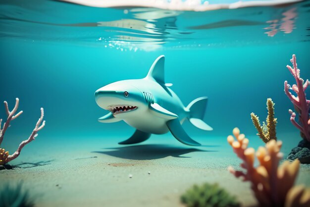 Megalodon shark with sharp teeth dangerous underwater ocean dangerous