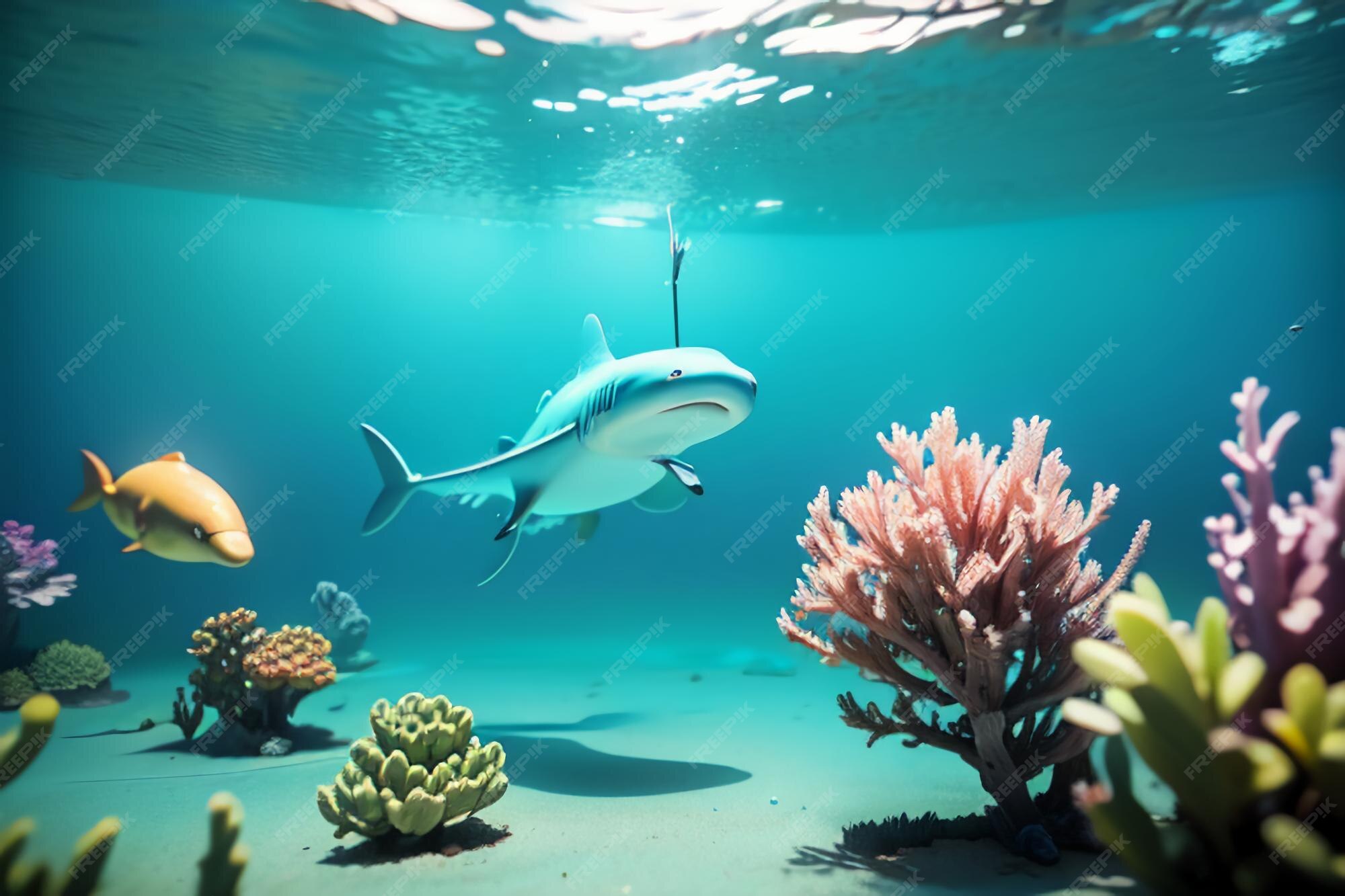 Premium Photo | Megalodon shark with sharp teeth dangerous underwater