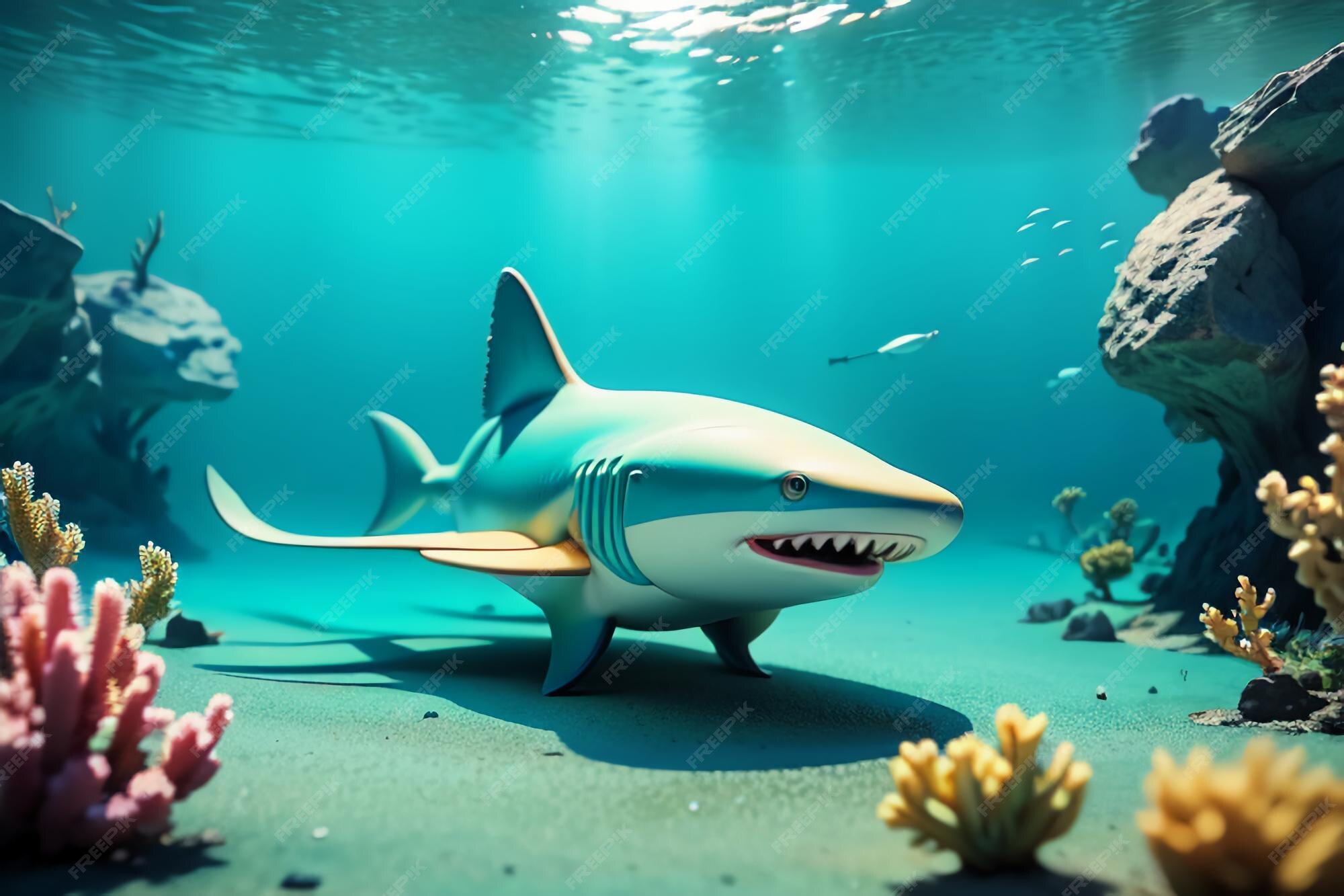 Premium Photo | Megalodon shark with sharp teeth dangerous underwater