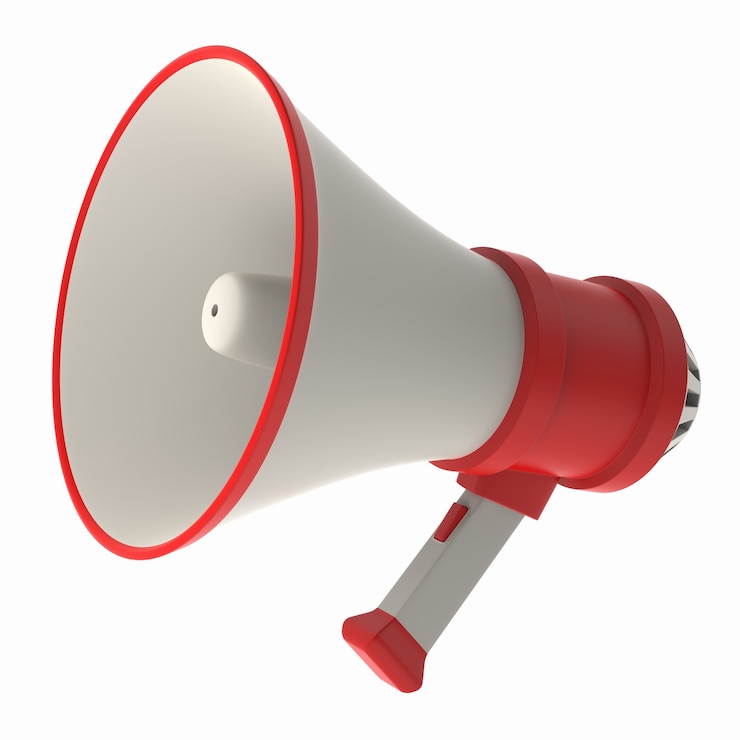 Photo megaphone. 3d image. isolated white background.