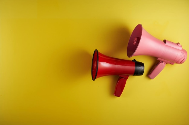 Megaphone against yellow background