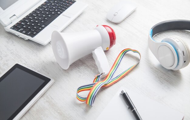 Megaphone on the business desk.