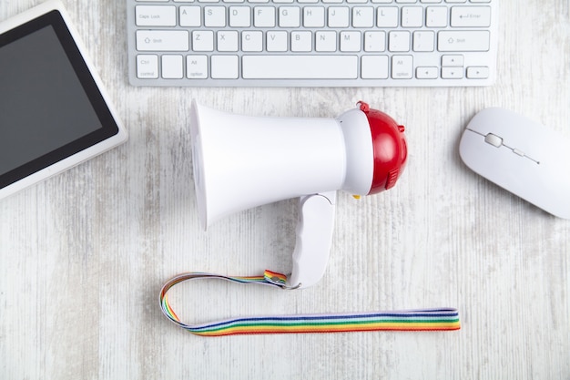 Megaphone on the business desk.