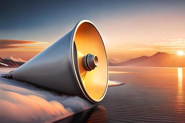 Megaphone digital marketing 3d rendering illustration