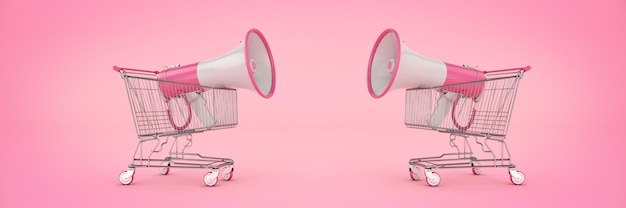 megaphone isolated shopping offer concept 3d rendering