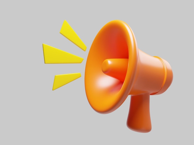 megaphone makes voice louder grey background 3d render