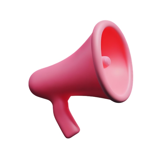 Megaphone plastic 3D announcement communication equipment loud sound volume pink icon