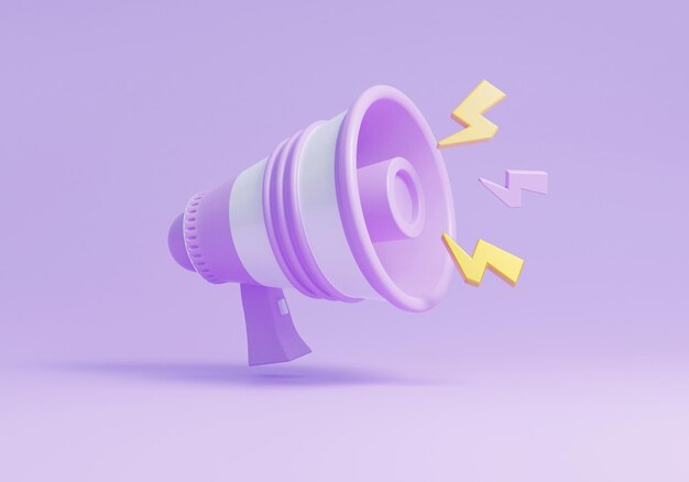 Megaphone scene creator illustration 3d render on blue background