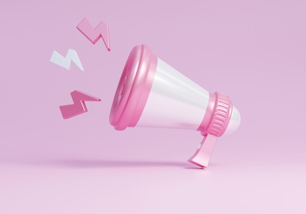 Megaphone scene creator illustration 3d render on pink background