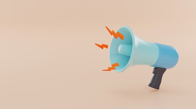 Megaphone with copy space. 3d rendering