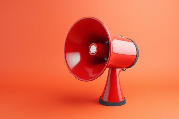 Megaphone with Copy Space on Red Background