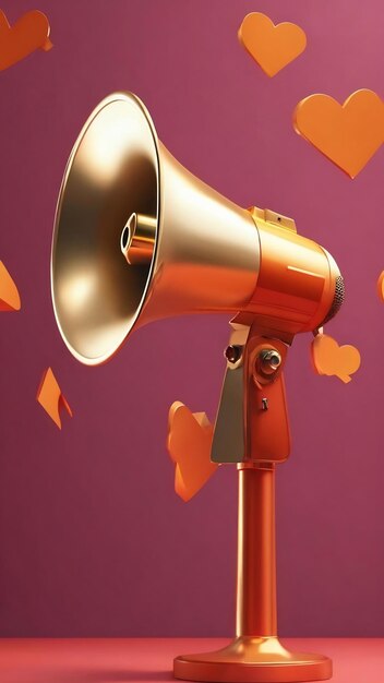 Megaphone with empty sign or copy space symbol background 3d illustration